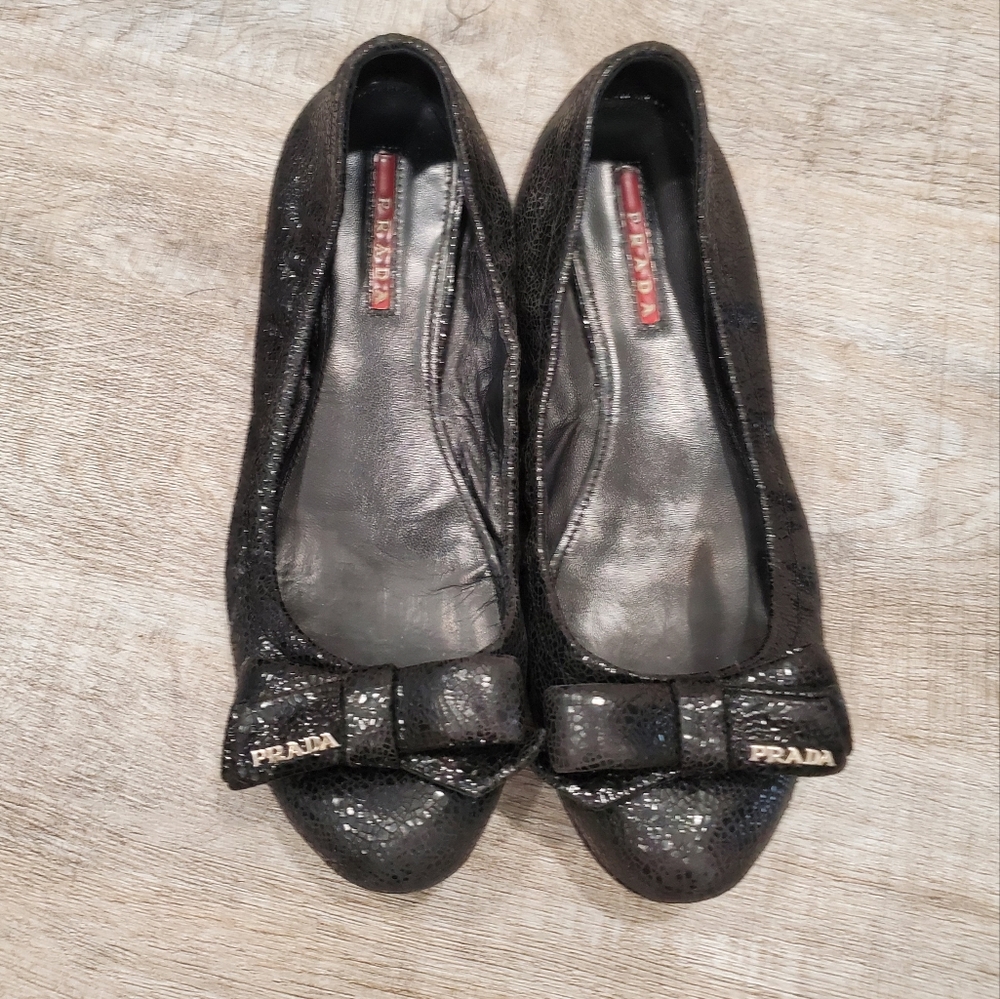 Prada Black Leather Flats
